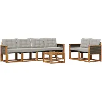 vidaXL Buiten bank set 7 st Naturel en lichtgrijs