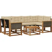 vidaXL Buiten bank set 7 st Natuurlijk en Beige