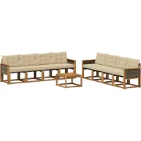 vidaXL Buiten bank set 9 st Natuurlijk en Beige