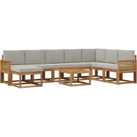 vidaXL Buiten bank set 9 st Naturel en lichtgrijs Polyester