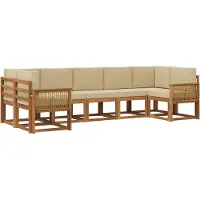 vidaXL Buiten bank set 7 st Natuurlijk en Beige