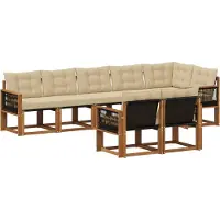 vidaXL Buiten bank set 8 st Natuurlijk en Beige