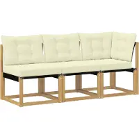 vidaXL Outdoor Midden- en Hoekbank met kussen 3 Stuk Wit