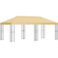 vidaXL Paviljoen met zijwanden 6 x 3 m Crèmekleurig Polyester en Staal