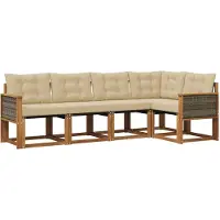 vidaXL Buiten bank set 5 st Natuurlijk en Beige