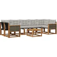 vidaXL Buiten bank set 8 st Naturel en lichtgrijs