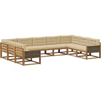 vidaXL Buiten bank set 9 st Natuurlijk en Beige