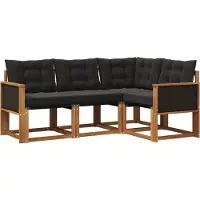vidaXL Buiten bank set 4 st Naturel en Zwart