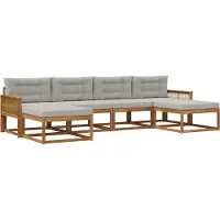 vidaXL Buiten bank set 6 st Naturel en lichtgrijs