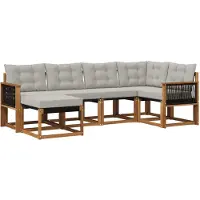 vidaXL Buiten bank set 6 st Naturel en lichtgrijs