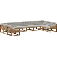 vidaXL Buiten bank set 10 st Naturel en lichtgrijs