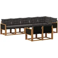 vidaXL Buiten bank set 8 st Naturel en Zwart