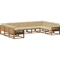 vidaXL Buiten bank set 9 st Natuurlijk en Beige