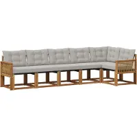 vidaXL Buiten bank set 6 st Naturel en lichtgrijs