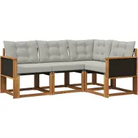 vidaXL Buiten bank set 4 st Naturel en lichtgrijs