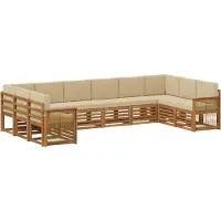 vidaXL Buiten bank set 7 st Naturel Massief Acacia Hout en Polyester