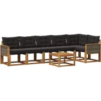 vidaXL Buiten bank set 7 st Naturel en Zwart
