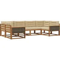 vidaXL Buiten bank set 6 st Natuurlijk en Beige