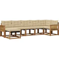 vidaXL Buiten bank set 7 st Natuurlijk en Beige