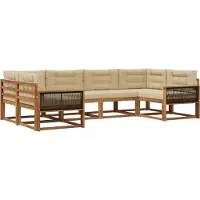 vidaXL Buiten bank set 6 st Natuurlijk en Beige