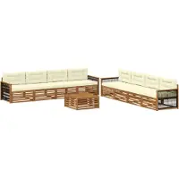 vidaXL Buiten bank set 9 st Natuurlijk en Crème