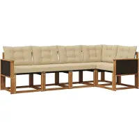 vidaXL Buiten bank set 5 st Natuurlijk en Beige