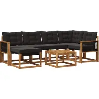 vidaXL Buiten bank set 7 st Naturel en Zwart