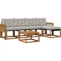 vidaXL Buiten bank set 6 st Naturel en lichtgrijs