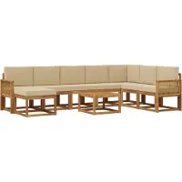 vidaXL Buiten bank set 9 st Natuurlijk en Beige Massief Acacia Hout