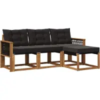 vidaXL Buiten bank set 4 st Naturel en Zwart