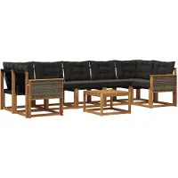 vidaXL Buiten bank set 8 st Naturel en Zwart
