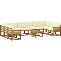 vidaXL Buiten bank set 11 st Natuurlijk en Crème Massief Acacia Hout
