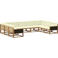 vidaXL Buiten bank set met kussen 9 pcs Natuurlijk en Crème