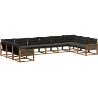 vidaXL Buiten bank set 10 st Naturel en Zwart