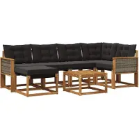 vidaXL Buiten bank set 7 st Naturel en Zwart