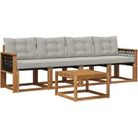 vidaXL Buiten bank set 5 st Naturel en lichtgrijs