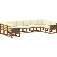 vidaXL Buiten bank set 10 st Natuurlijk en Crème Massief Acacia Hout