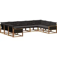 vidaXL Buiten bank set 9 st Naturel en Zwart