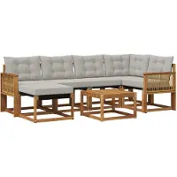 vidaXL Buiten bank set 7 st Naturel en lichtgrijs