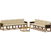 vidaXL Buiten bank set 9 st Natuurlijk en Beige