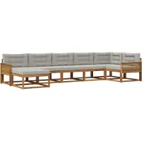 vidaXL Buiten bank set 7 st Naturel en lichtgrijs
