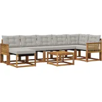 vidaXL Buiten bank set 8 st Naturel en lichtgrijs