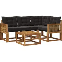 vidaXL Buiten bank set 5 st Naturel en Zwart