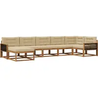 vidaXL Buiten bank set 7 st Natuurlijk en Beige