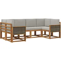 vidaXL Buiten bank set 6 st Naturel en lichtgrijs Massief Acacia Hout