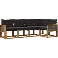 vidaXL Buiten bank set 5 st Naturel en Zwart