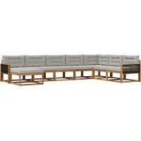 vidaXL Buiten bank set 8 st Naturel en lichtgrijs