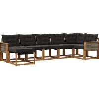 vidaXL Buiten bank set 7 st Naturel en Zwart