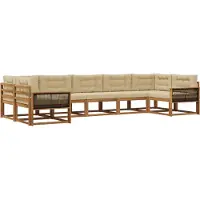 vidaXL Buiten bank set 7 st Natuurlijk en Beige