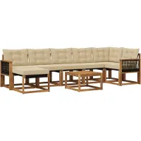 vidaXL Buiten bank set 8 st Natuurlijk en Beige